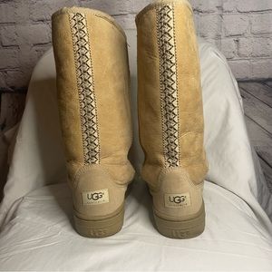 UGG tall embroidered boots - band down the back, women's size 7, beige